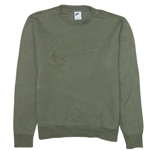 Nike Womens Khaki Green Crew Neck Logo Sweatshirt Size S