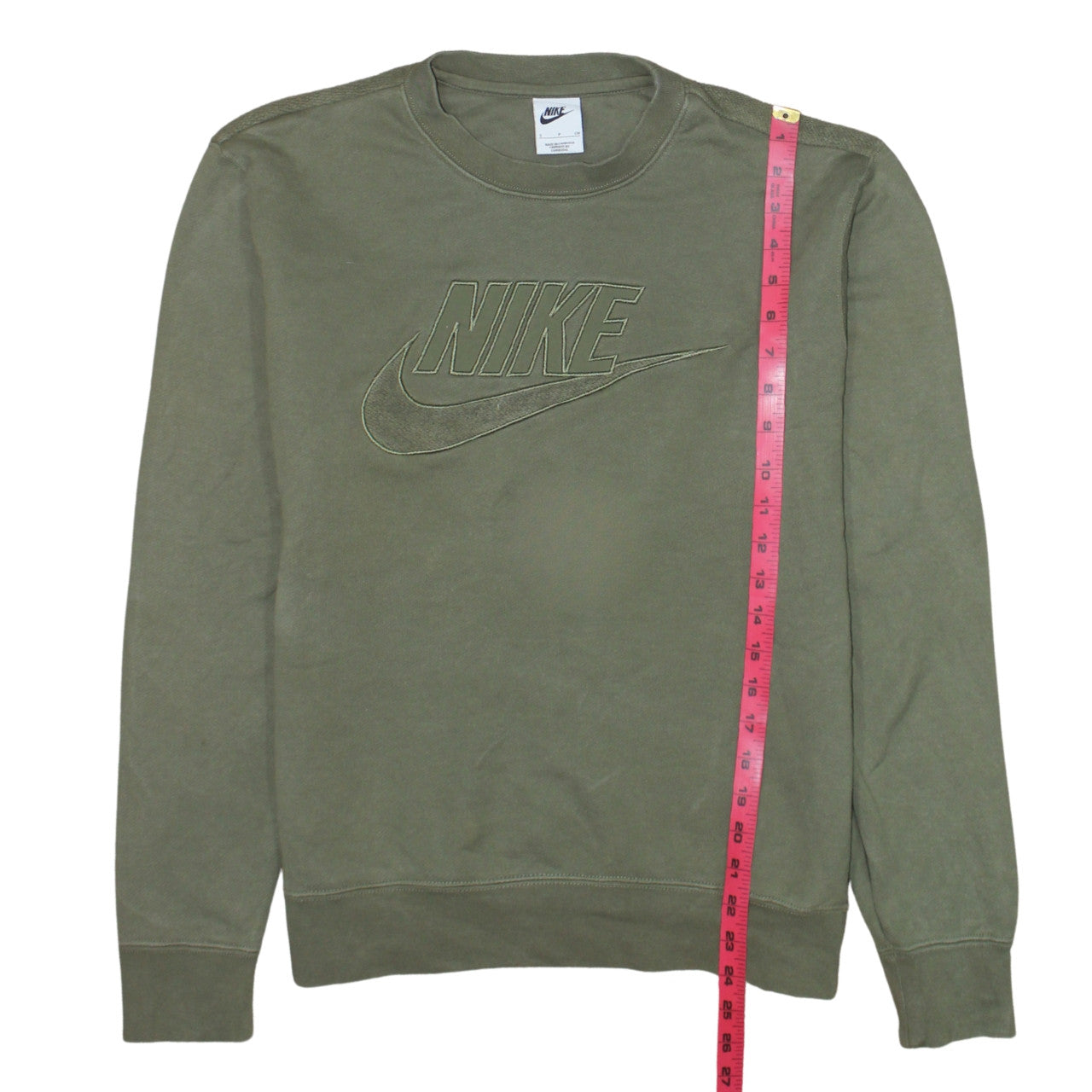 Nike Womens Khaki Green Crew Neck Logo Sweatshirt Size S