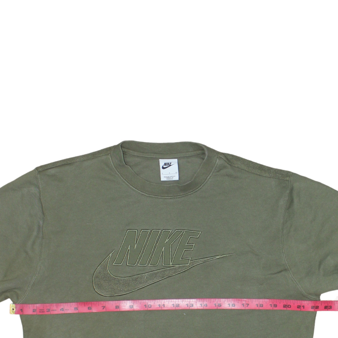 Nike Womens Khaki Green Crew Neck Logo Sweatshirt Size S