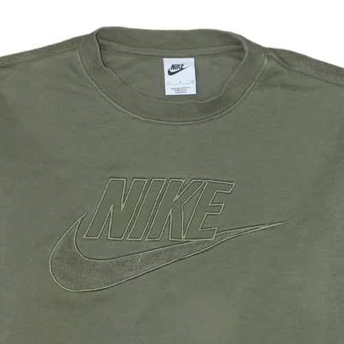 Nike Womens Khaki Green Crew Neck Logo Sweatshirt Size S