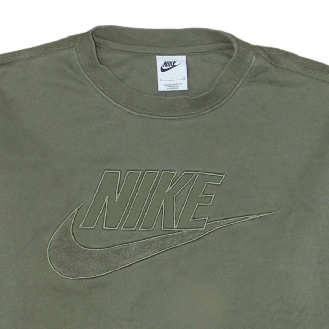 Nike Womens Khaki Green Crew Neck Logo Sweatshirt Size S
