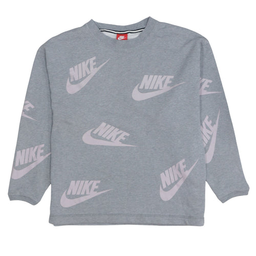 Nike Women’s Grey Cotton Blend Logo Sweatshirt Size S