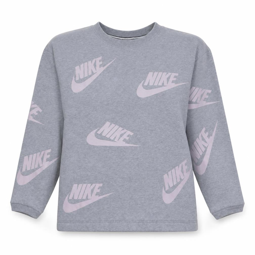 Front view of Nike Women’s Grey Cotton Blend Logo Sweatshirt, size S