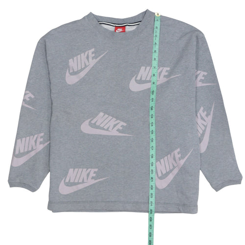Nike Women’s Grey Cotton Blend Logo Sweatshirt Size S