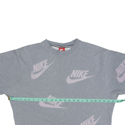 Nike Women’s Grey Cotton Blend Logo Sweatshirt Size S