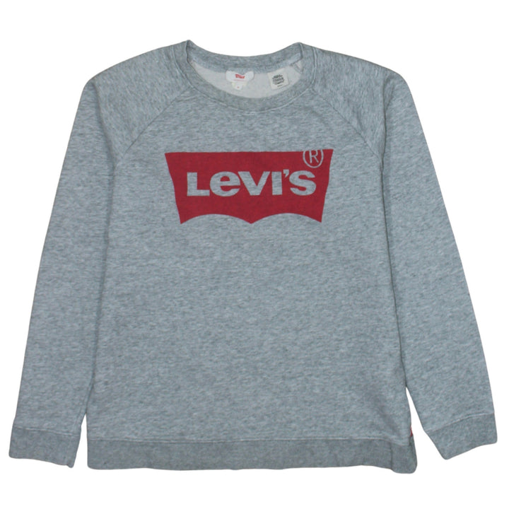 Levi's Women's Grey Small Logo Crew Neck Pullover Sweatshirt