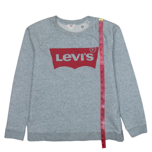 Levi's Women's Grey Small Logo Crew Neck Pullover Sweatshirt