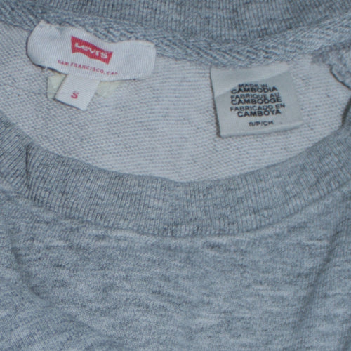 Levi's Women's Grey Small Logo Crew Neck Pullover Sweatshirt