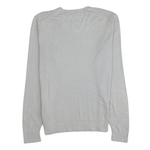 Tommy Hilfiger Men's Beige Organic Cotton V-Neck Jumper Size L