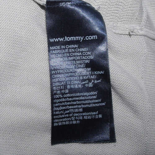 Tommy Hilfiger Men's Beige Organic Cotton V-Neck Jumper Size L