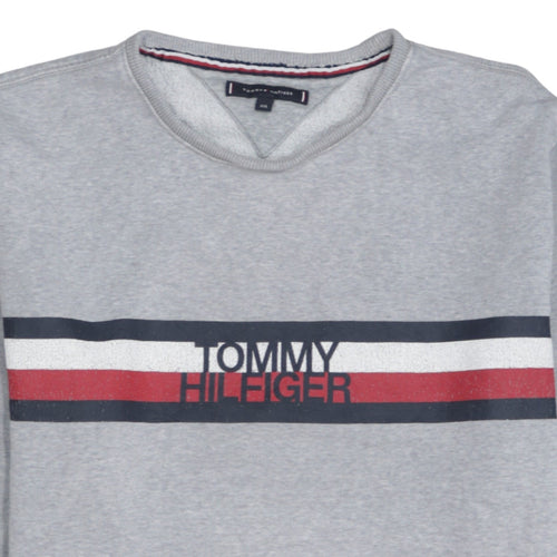 Tommy Hilfiger Men's Grey 2XL Crew Neck Logo Sweatshirt