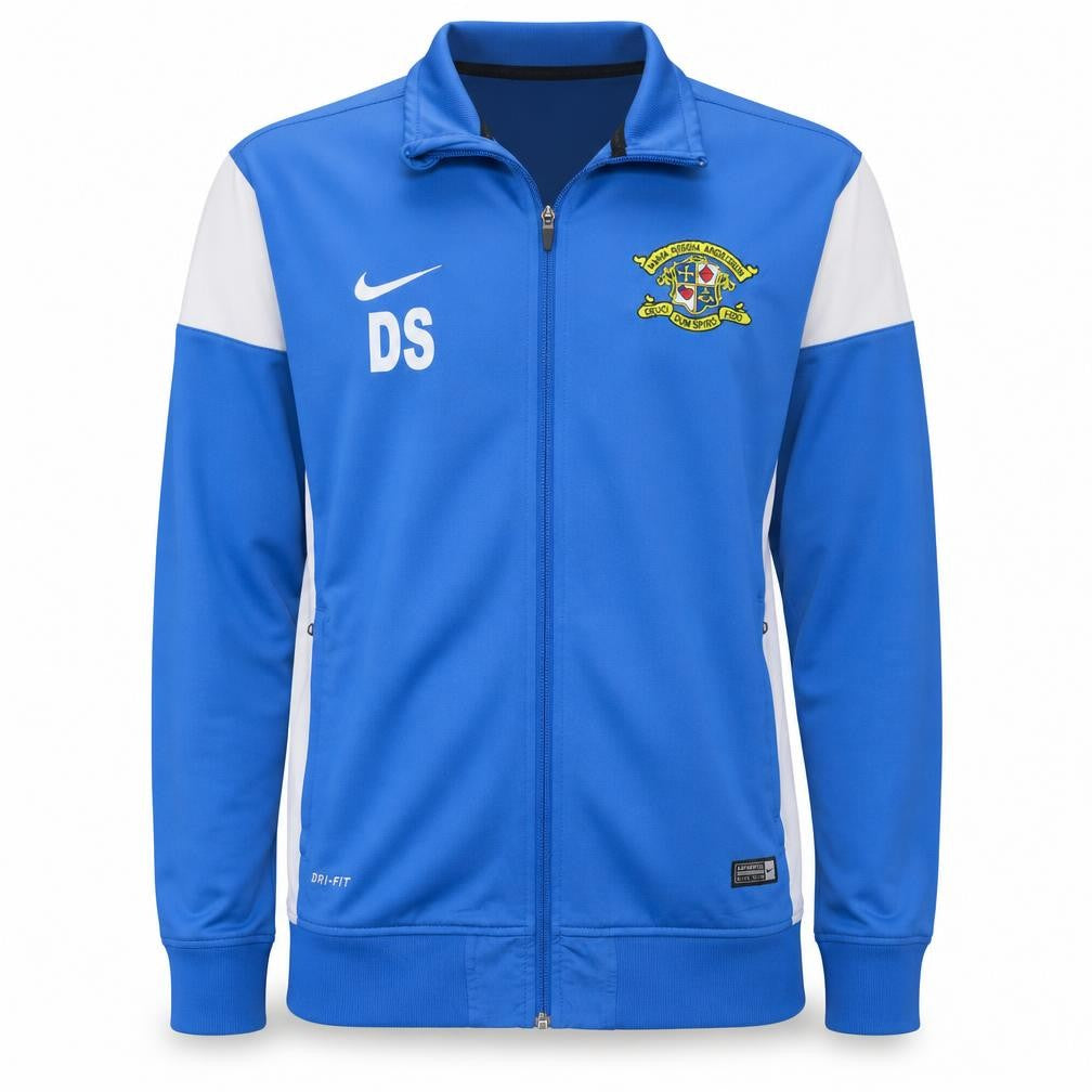 Front view of Nike Men's Blue Dri-FIT Full Zip Track Sweatshirt, size L
