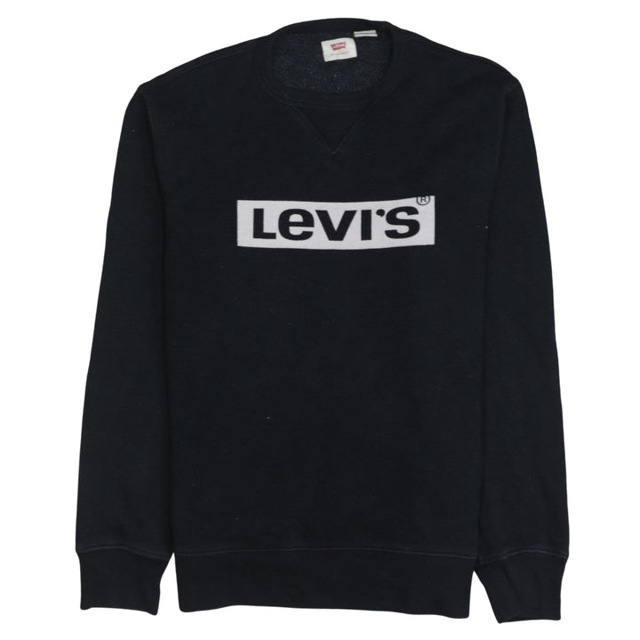 Levi's Men's Black Crew Neck Logo Pullover Sweatshirt Size S