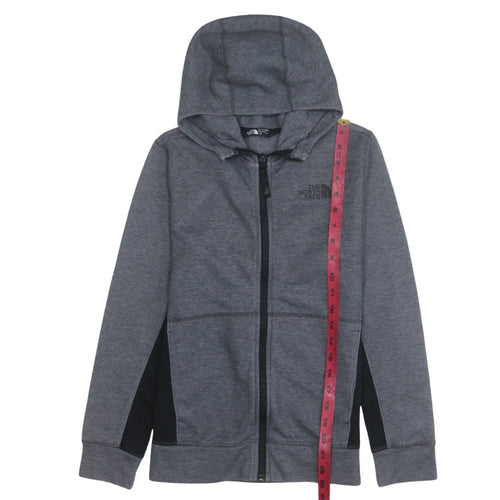 The North Face Boys Grey Full Zip Hoodie Size L Polyester Cotton Blend