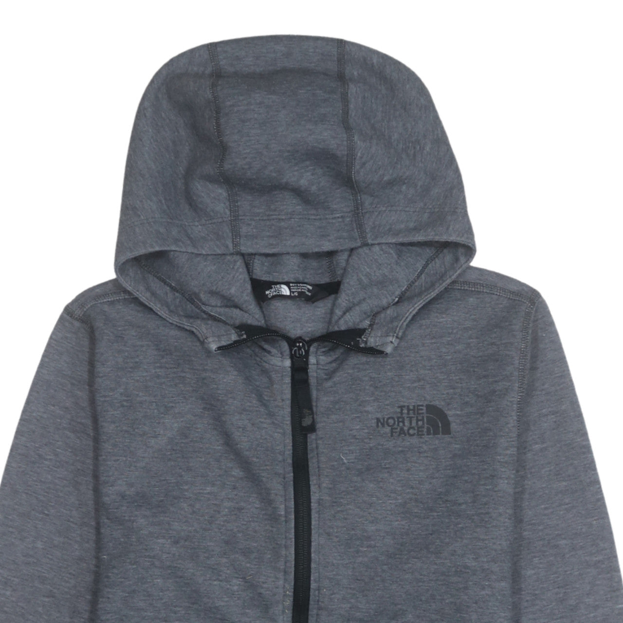 The North Face Boys Grey Full Zip Hoodie Size L Polyester Cotton Blend