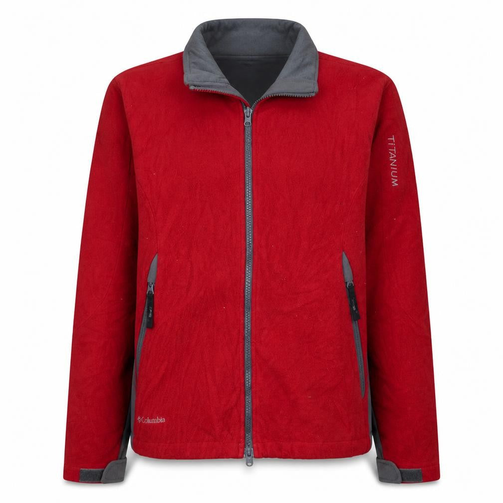 Front view of Columbia Red Soft Shell Jacket unisex adults m hiking outdoor
