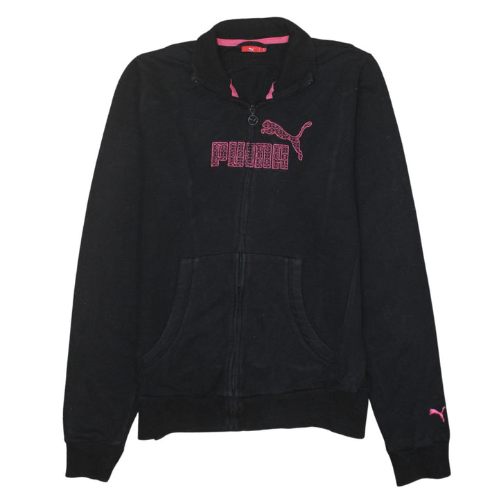 Puma Women's Black Full Zip Sweatshirt Size 16 Logo Athletic Top