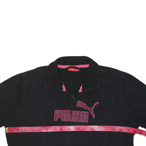Puma Women's Black Full Zip Sweatshirt Size 16 Logo Athletic Top