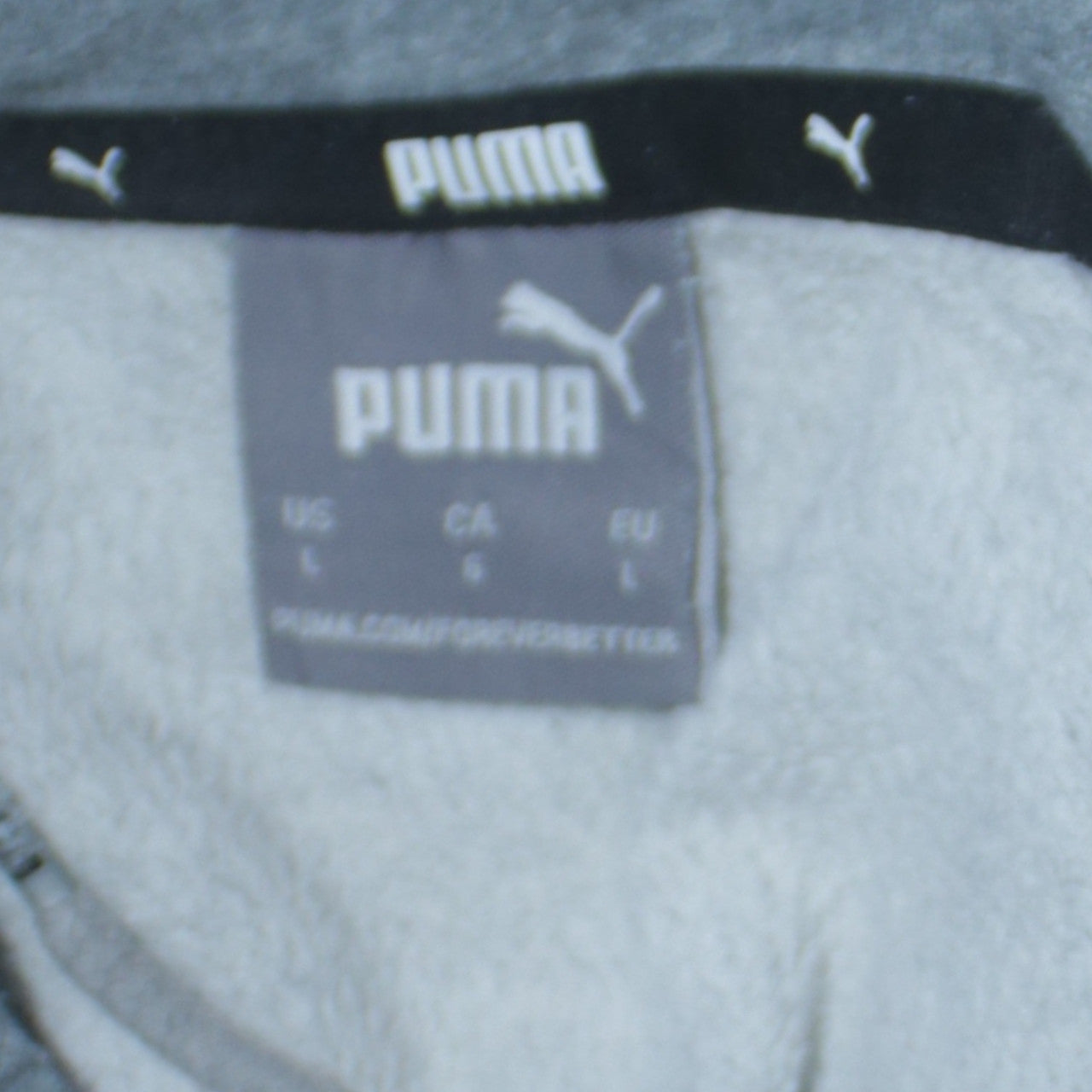 Puma Men's Grey Pullover Hoodie L Logo Fleece Sweatshirt