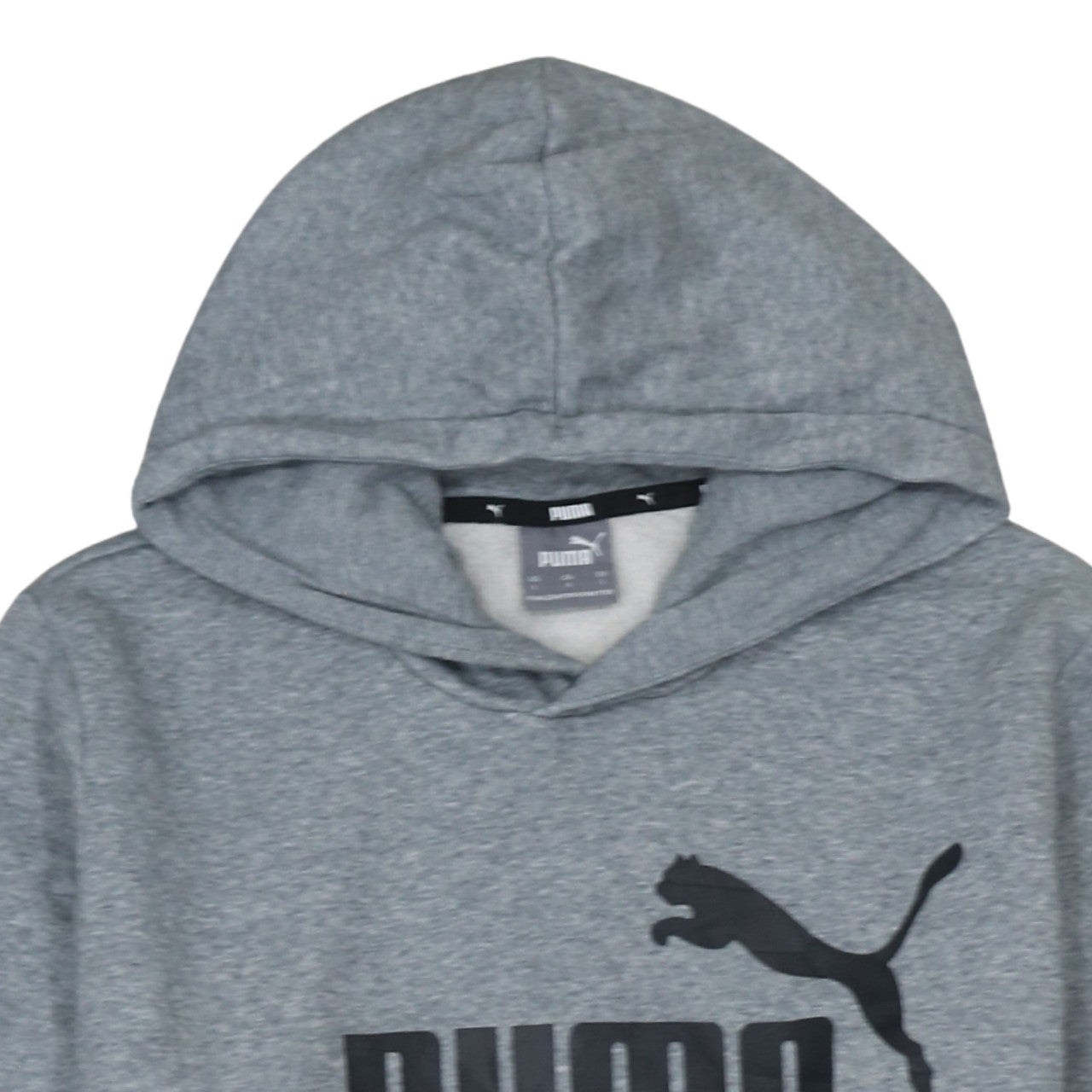 Puma Men's Grey Pullover Hoodie L Logo Fleece Sweatshirt