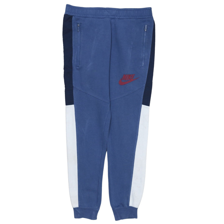 Nike Boys Blue Colourblock Jogger Trousers S Elastic Waist Zip Pockets