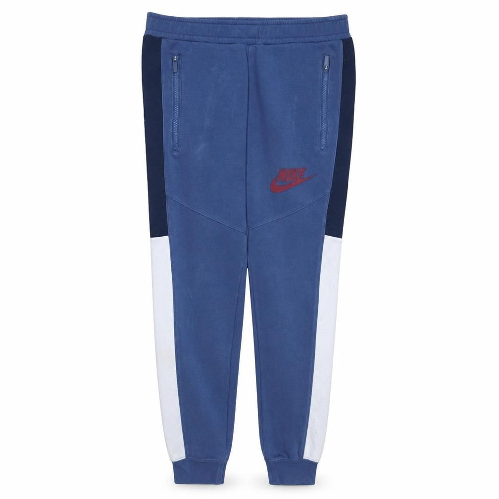 Nike Boys Blue Colourblock Jogger Trousers S Elastic Waist Zip Pockets