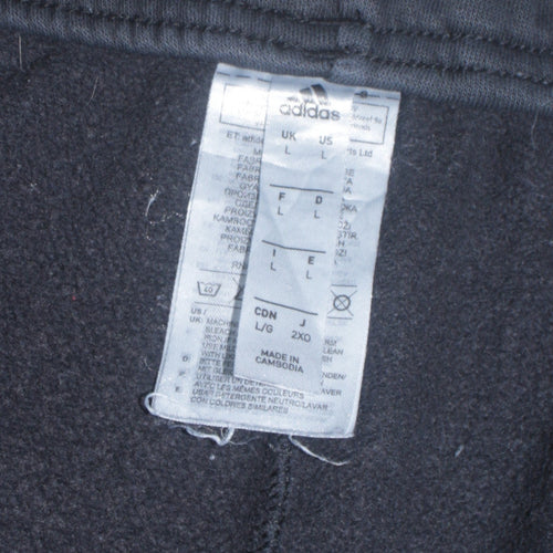adidas Men's Black L Track Pants Tapered Fit Fleece Joggers