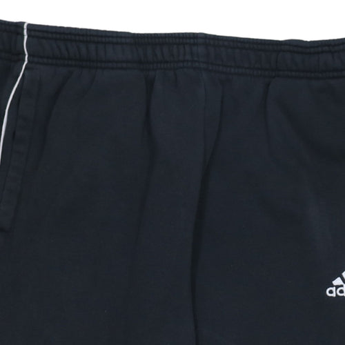 adidas Men's Black L Track Pants Tapered Fit Fleece Joggers
