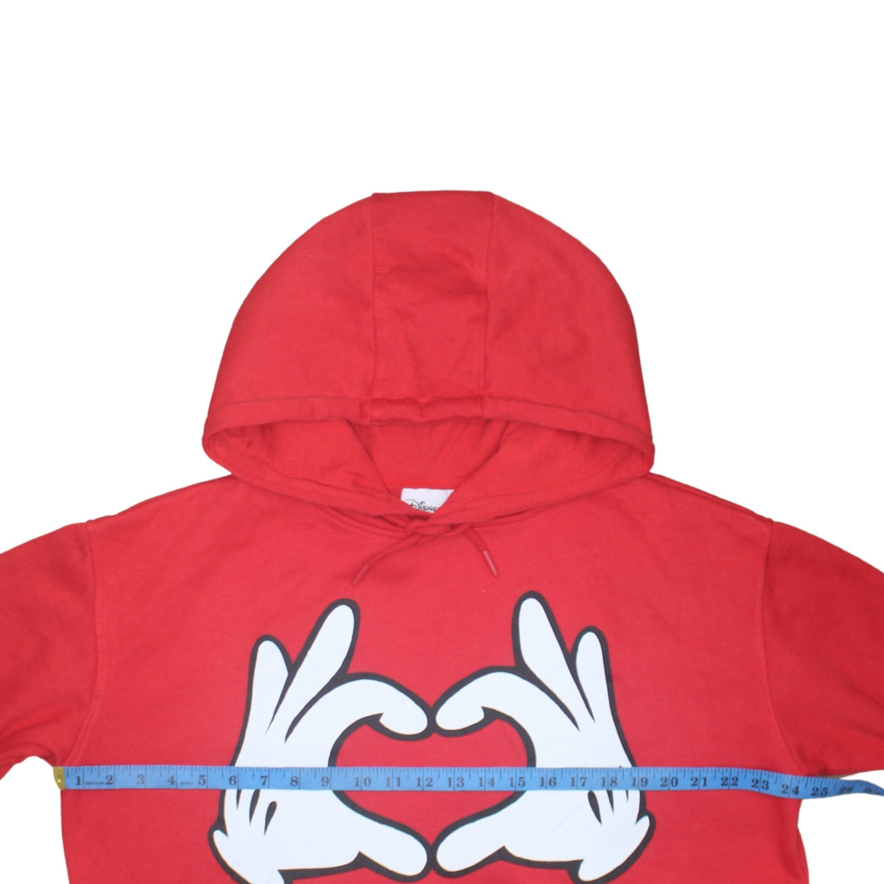 Disney Women Red Hoodie L 14/16 Mickey Hands Heart Print Pullover