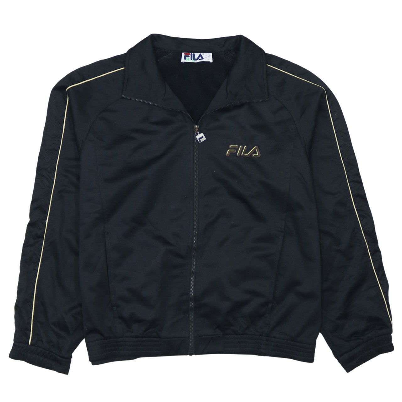 Fila Women's Black XL Full Zip Sweatshirt with Gold Logo Trim