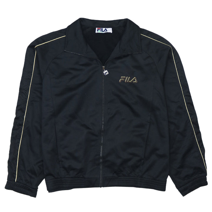 Fila Women's Black XL Full Zip Sweatshirt with Gold Logo Trim