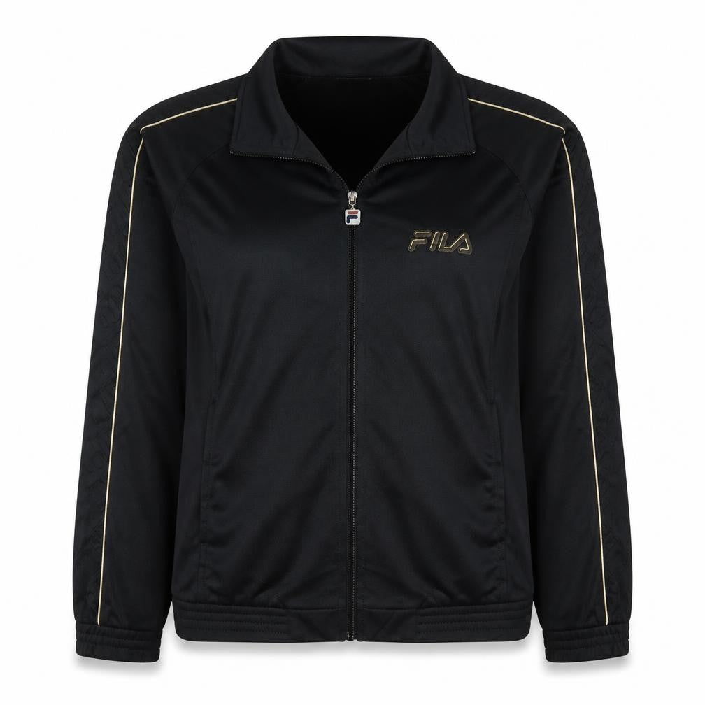 Fila Women's Black XL Full Zip Sweatshirt with Gold Logo Trim