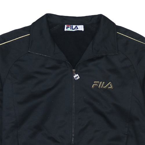 Fila Women's Black XL Full Zip Sweatshirt with Gold Logo Trim