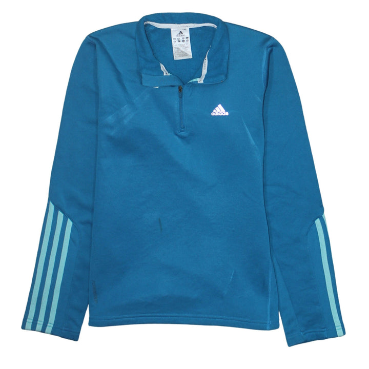 Adidas Womens Blue ClimaWarm 1/2 Zip Pullover Sweatshirt UK 14