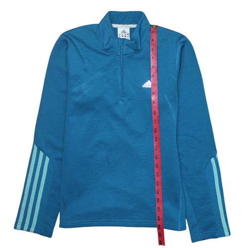 Adidas Womens Blue ClimaWarm 1/2 Zip Pullover Sweatshirt UK 14