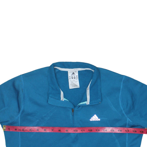 Adidas Womens Blue ClimaWarm 1/2 Zip Pullover Sweatshirt UK 14