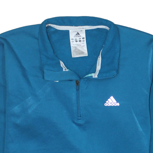 Adidas Womens Blue ClimaWarm 1/2 Zip Pullover Sweatshirt UK 14