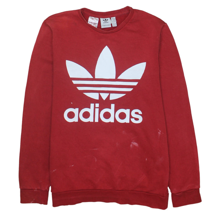 Adidas Boys Red Crew Neck Graphic Print Sweatshirt Size 15-16 Years