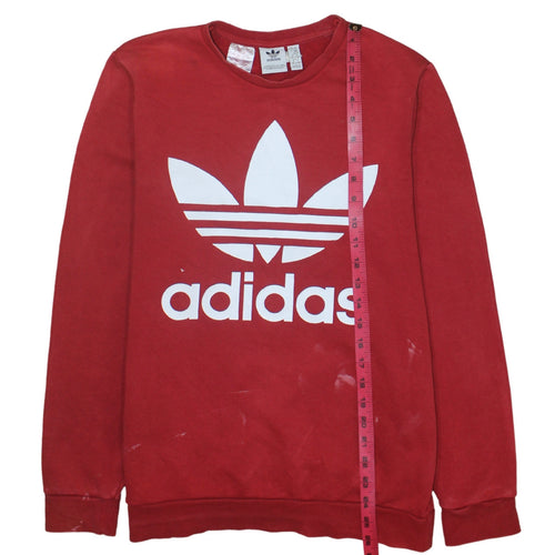 Adidas Boys Red Crew Neck Graphic Print Sweatshirt Size 15-16 Years