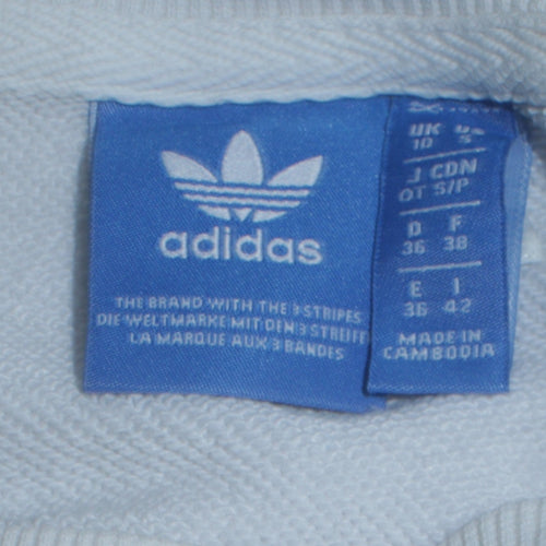 Adidas Women White Crew Neck Sweatshirt Size 10 Long Sleeve Striped Logo