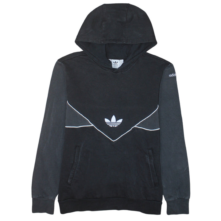 Adidas Boys Black Pullover Hoodie 13-14 Years Colourblock Sports Fleece
