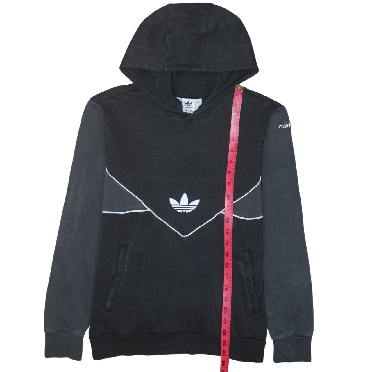 Adidas Boys Black Pullover Hoodie 13-14 Years Colourblock Sports Fleece