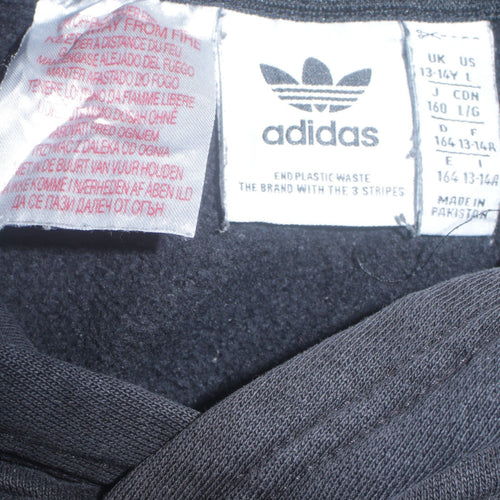 Adidas Boys Black Pullover Hoodie 13-14 Years Colourblock Sports Fleece