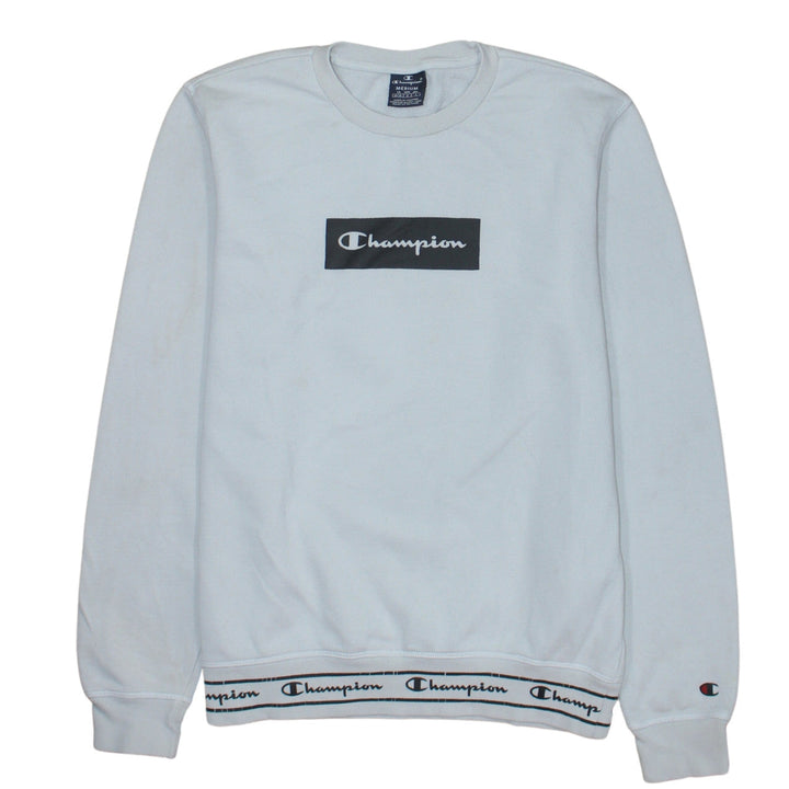 Champion Men's White Logo Pullover Sweatshirt Medium