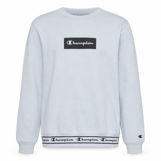 Front view of Champion Men's White Logo Pullover Sweatshirt Medium