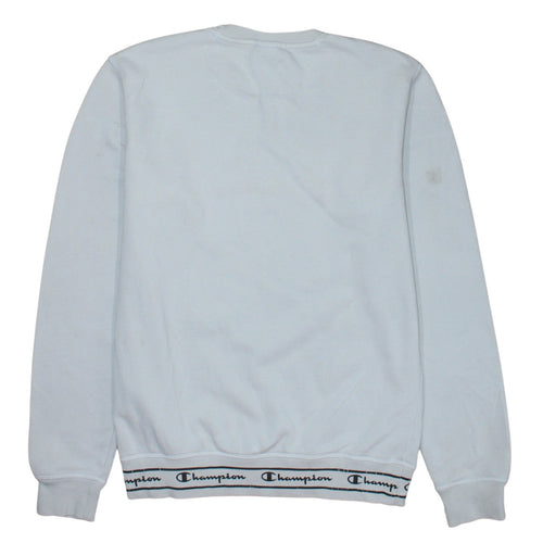 Champion Men's White Logo Pullover Sweatshirt Medium