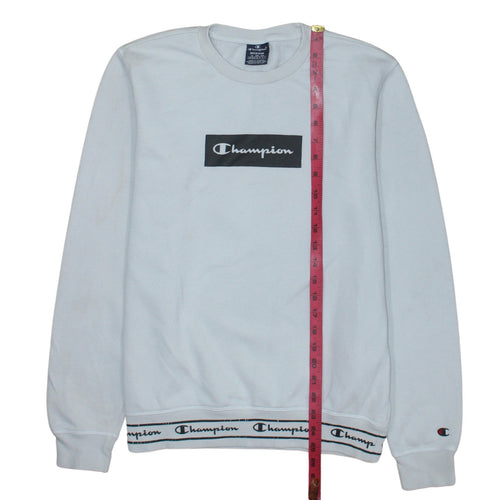 Champion Men's White Logo Pullover Sweatshirt Medium