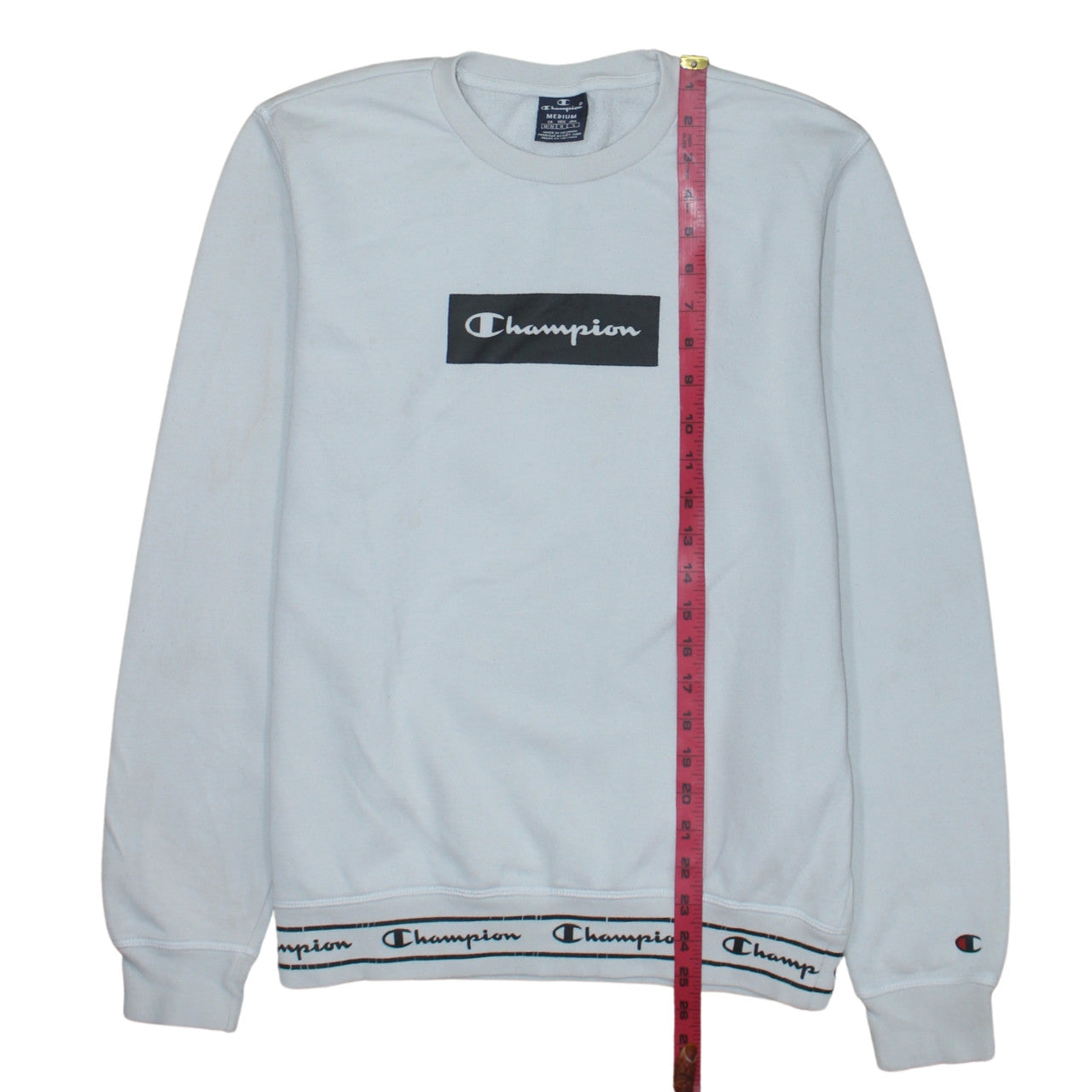 Champion Men's White Logo Pullover Sweatshirt Medium
