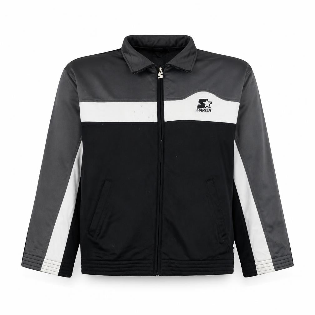 Front view of Starter Men's Black XL Full Zip Retro Sports Sweatshirt