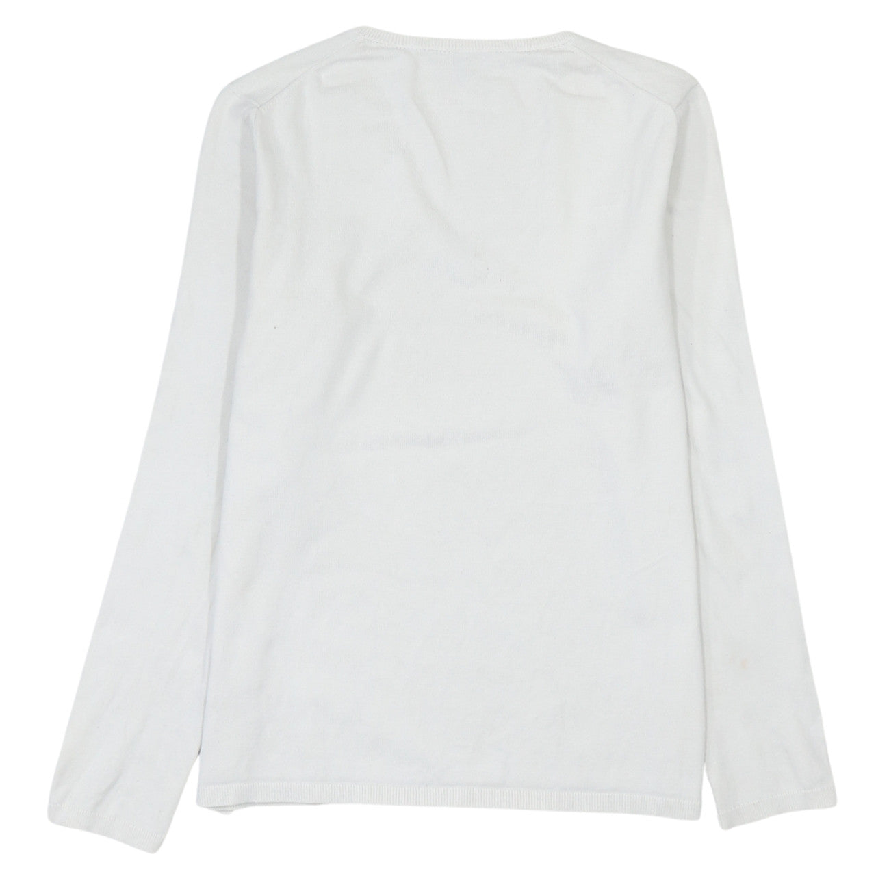 Tommy Hilfiger Women White Cotton V-Neck Long Sleeve Jumper M